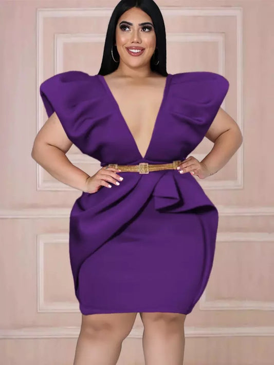 Plus Size Puff Sleeve Dress