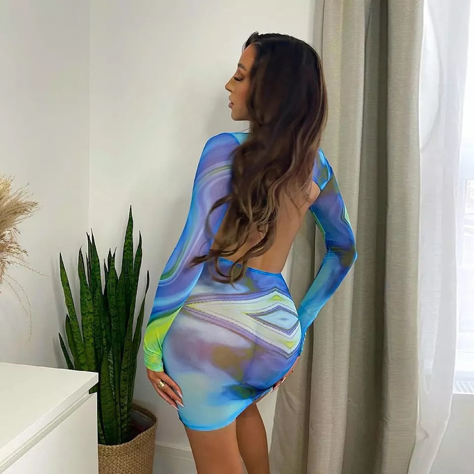 Sexy Sheer Patch Work Dress