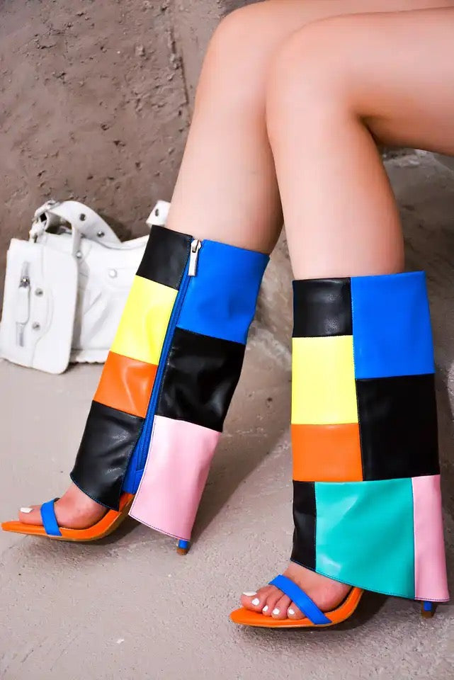 Open Toe Checkered Heels