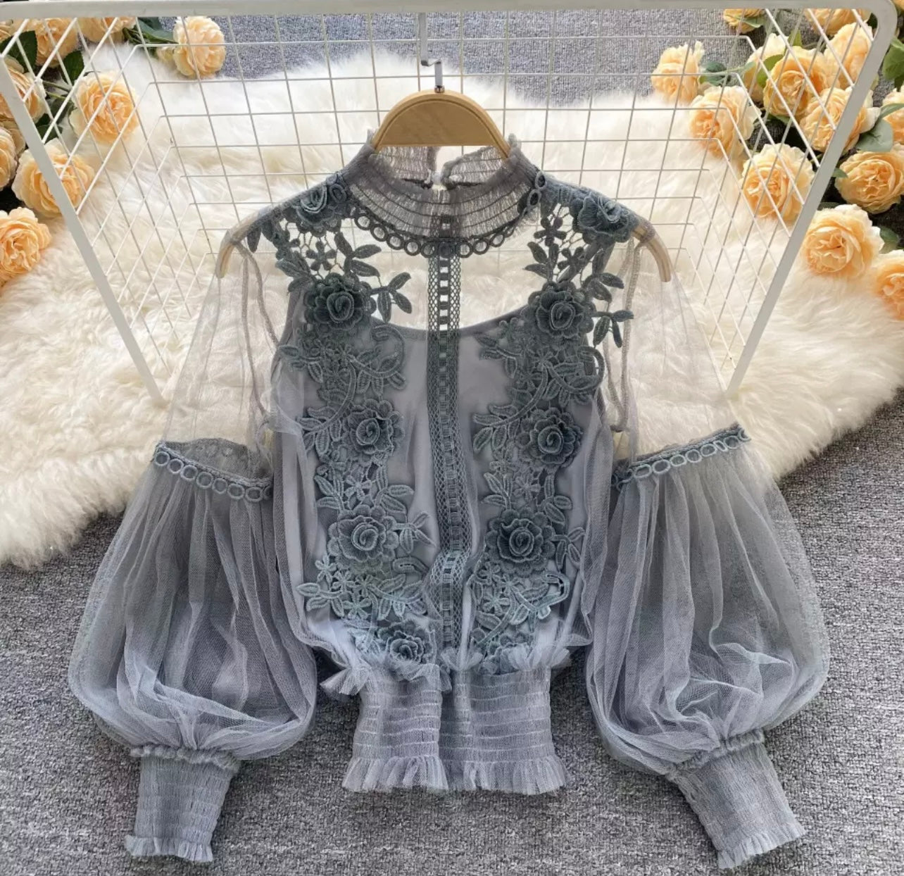 Flower Sheer Blouse