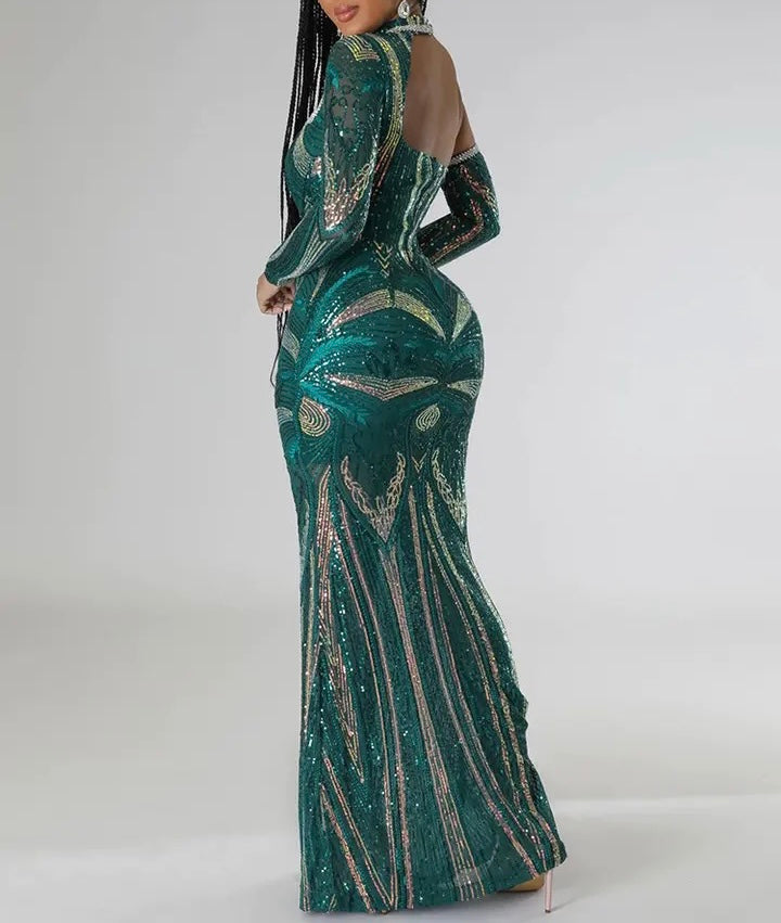 Long Elegant Sequin Dress