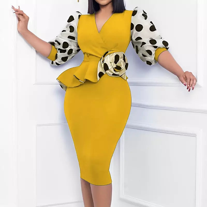 Plus Size Elegant Poke a Dot Dress