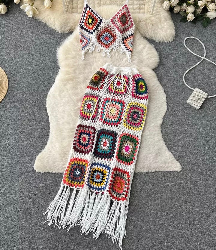 Long Knitted Skirt Set