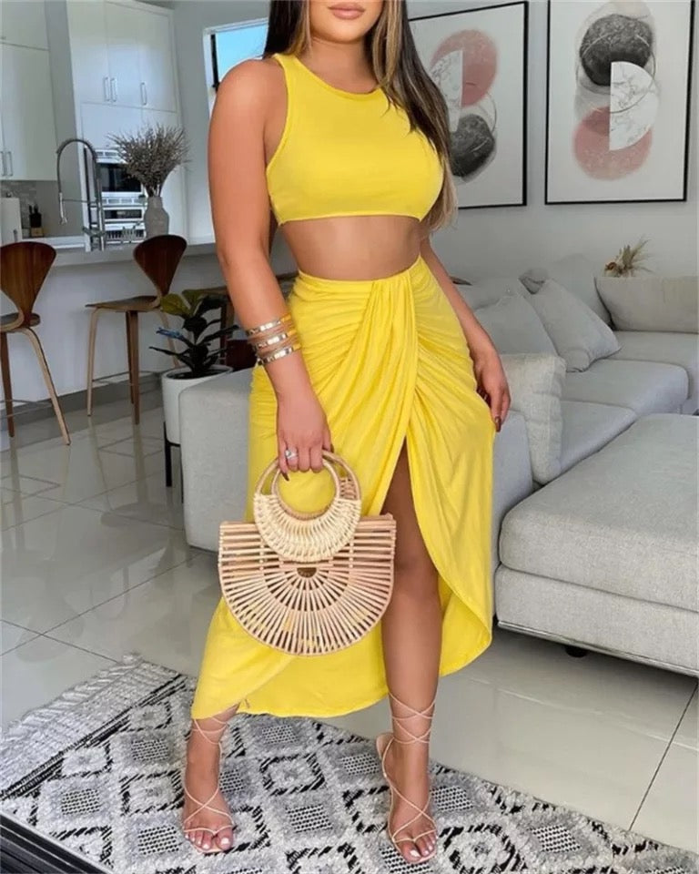 V Cut Skirt Set