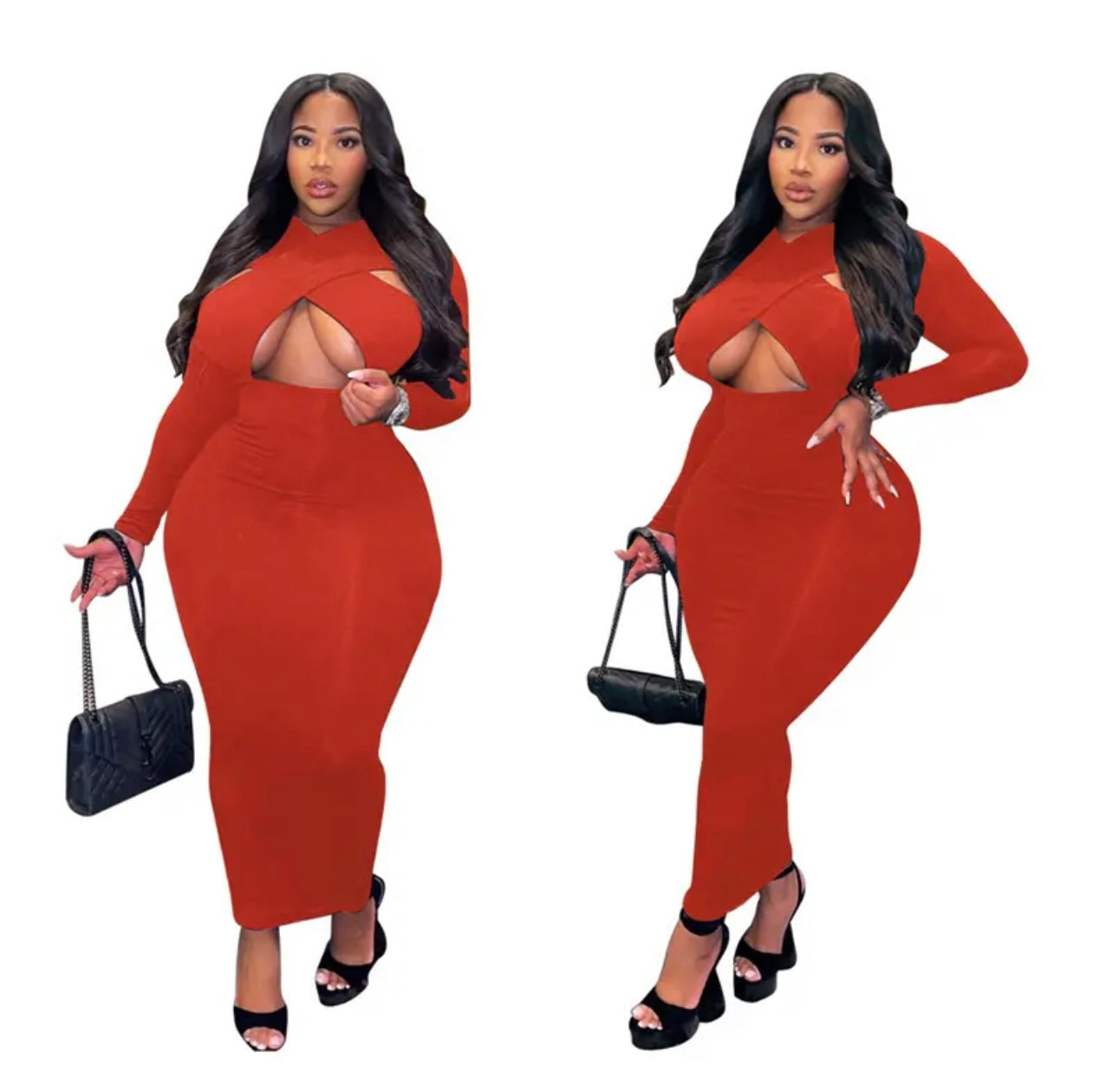 Cross Over Long Dress