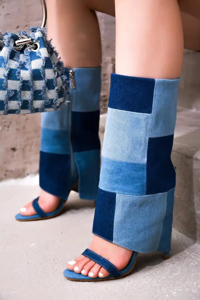 Open Toe Checkered Heels