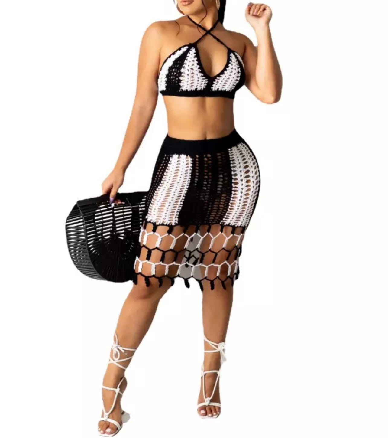 Criss Cross Net Beach Wear Set