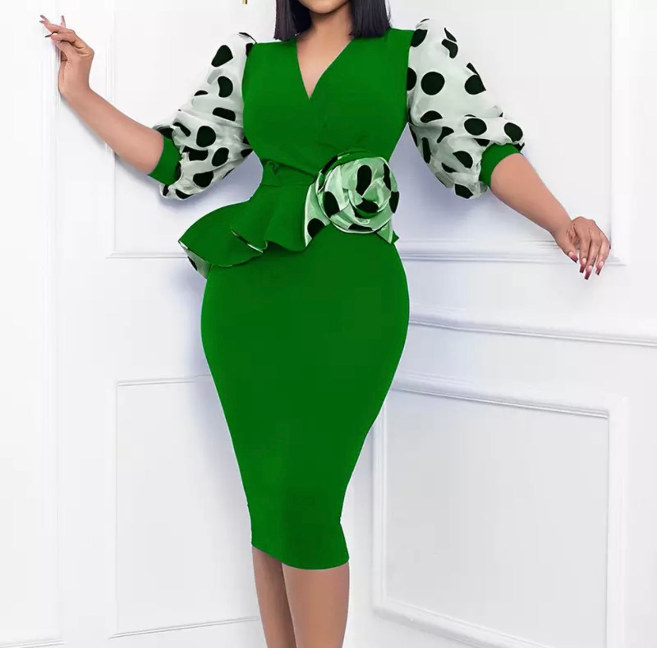 Plus Size Elegant Poke a Dot Dress