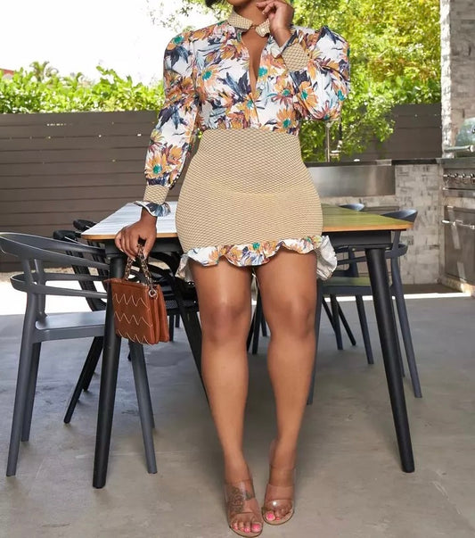 Classy Flower Fitted Dress