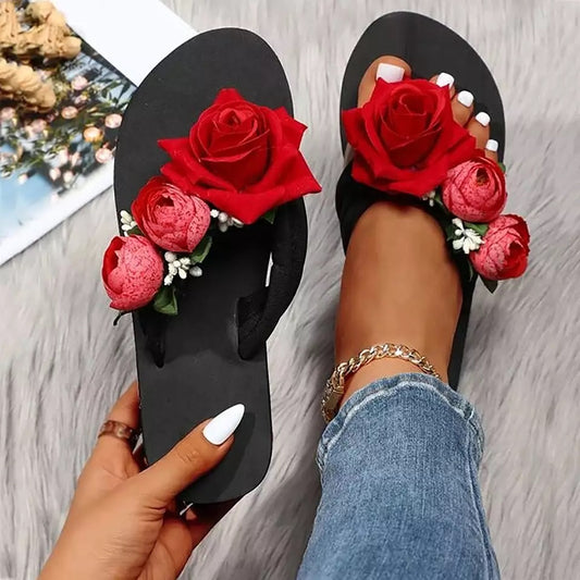 3D Rose flip flops