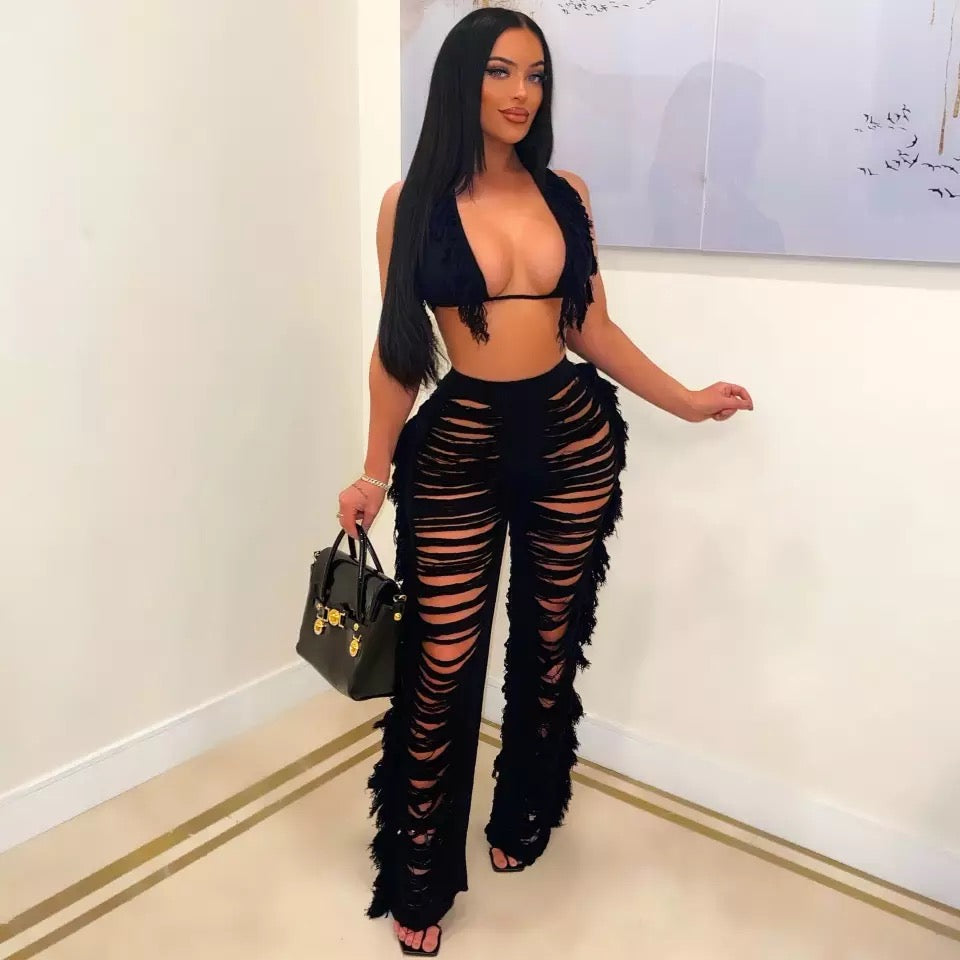 Sexy Fringe Pants Set