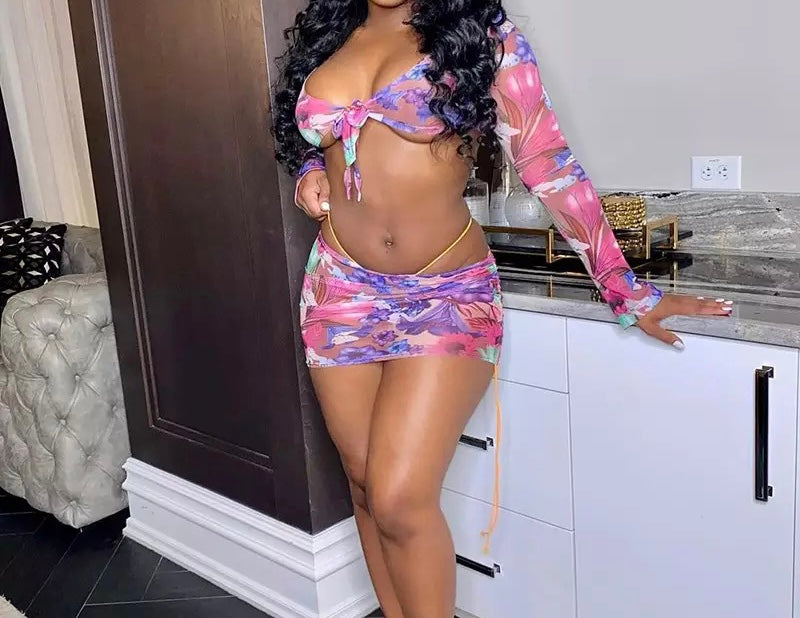 Sheer Floral Swimwear