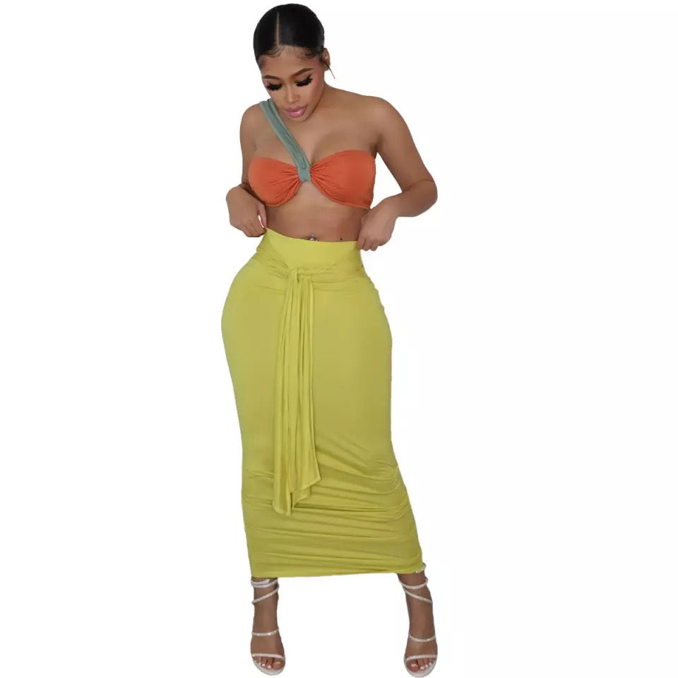 Long Strap Skirt Set