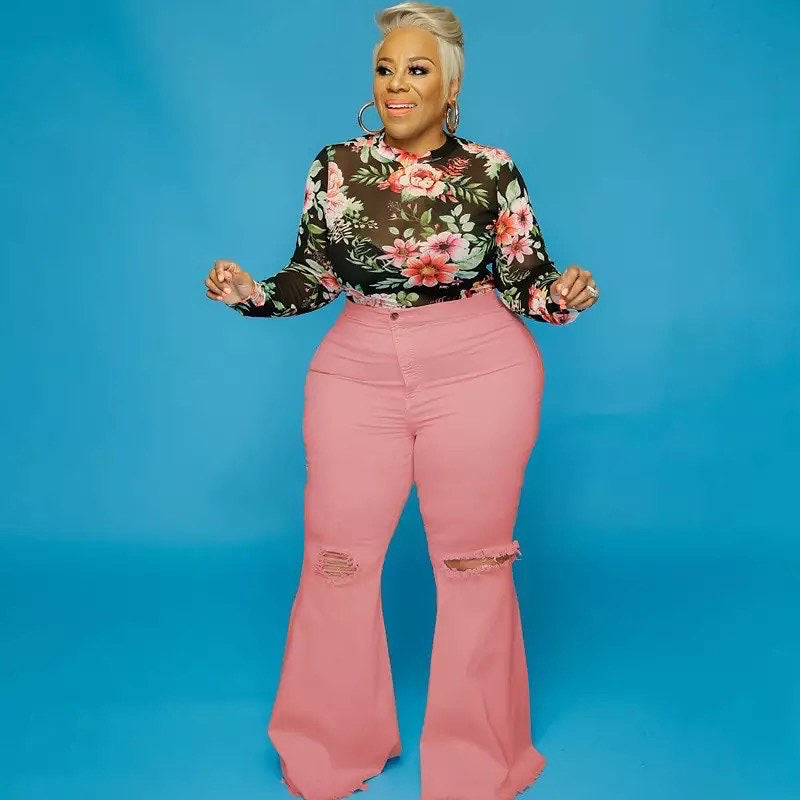 Plus Size Ripped Pants