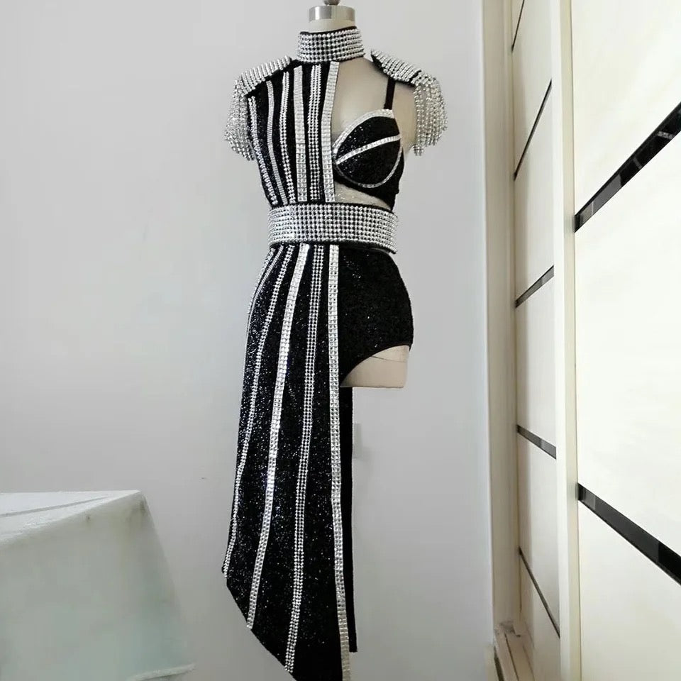 3 Piece Asymmetric Beaded Jacket