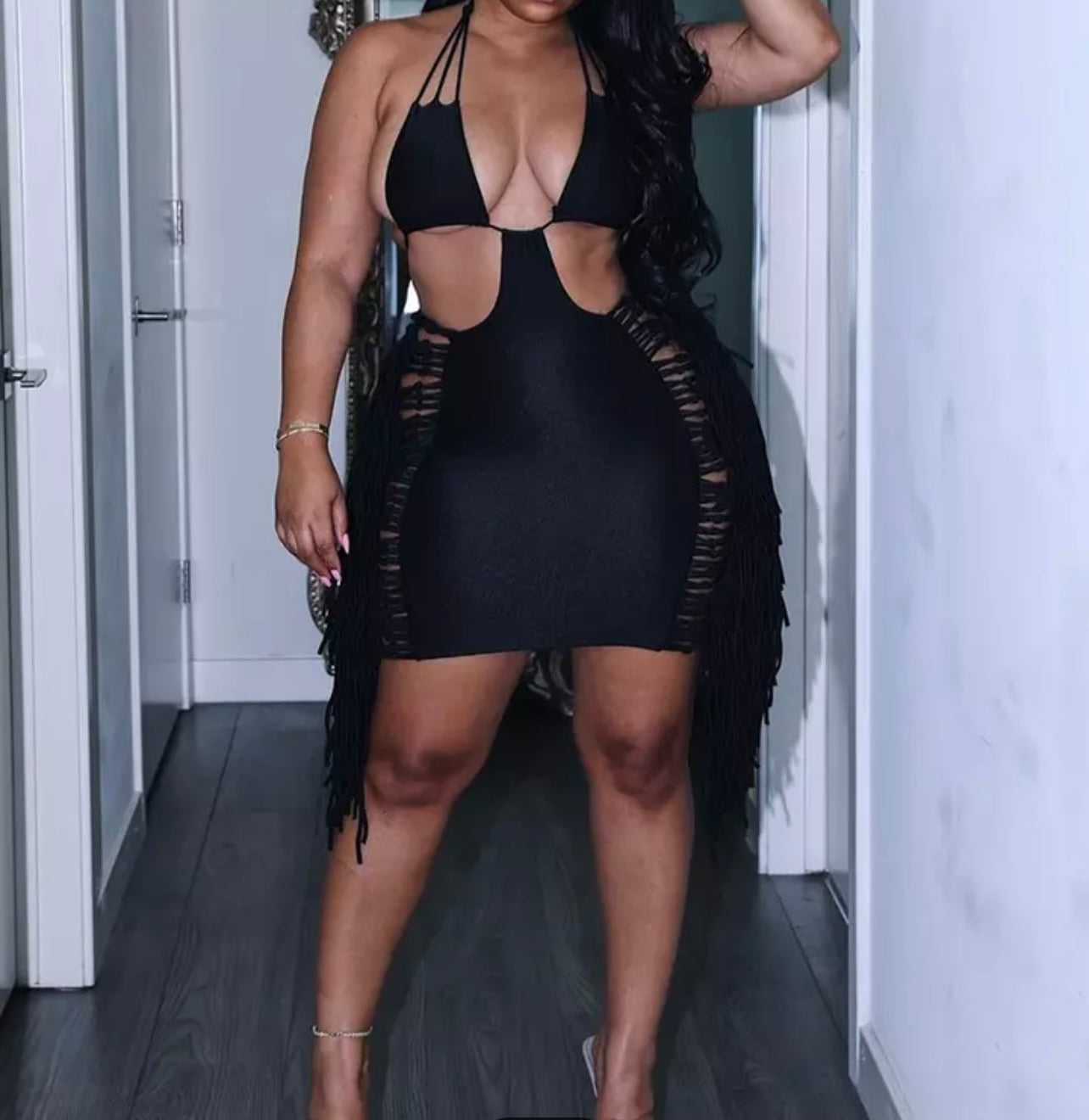 Sexy Backless Tassel Dress