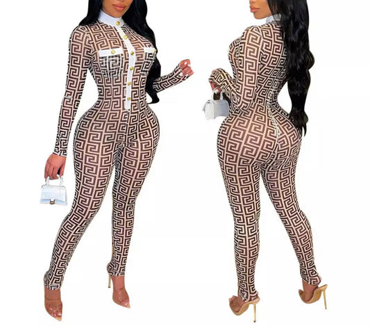Sexy Puzzle Print Jumpsuit
