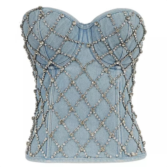 Rhinestone Denim Top