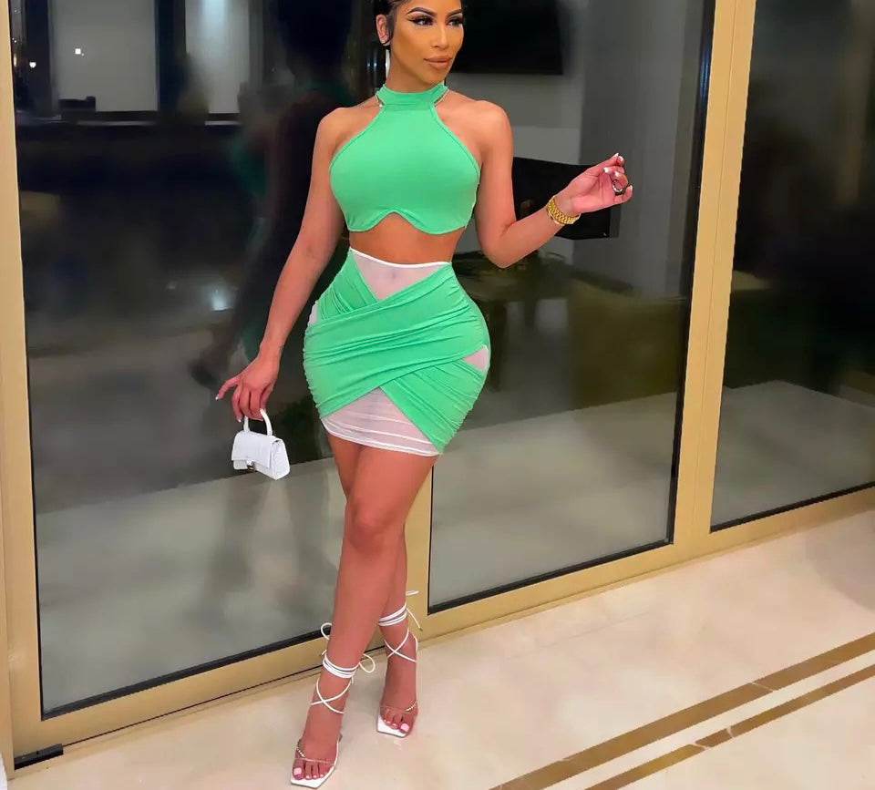 Cross Over Skirt Set