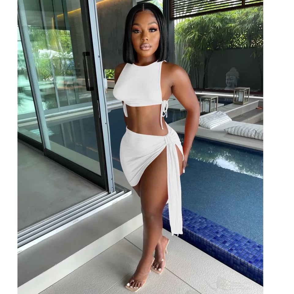 Side Tie Skirt Set