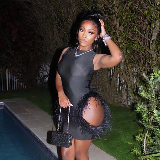 Sexy Fur Cut Out Dress