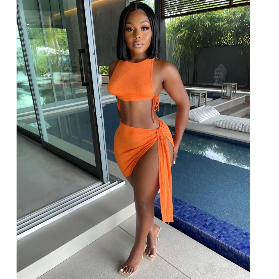Side Tie Skirt Set