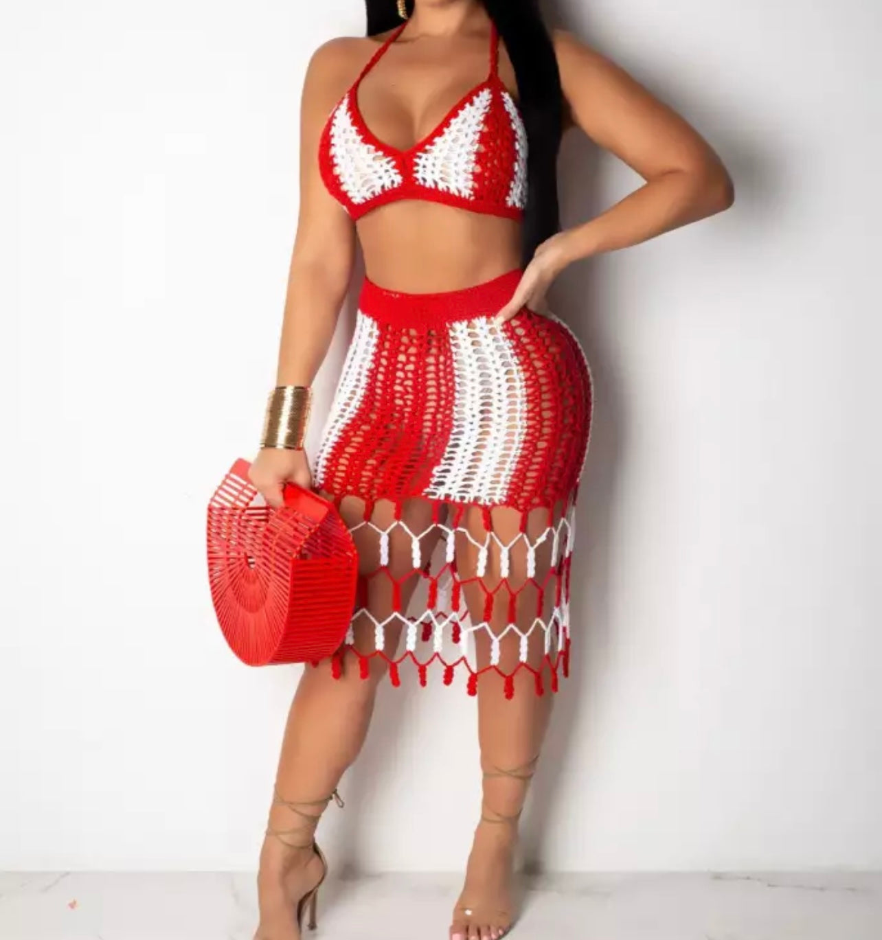 Criss Cross Net Beach Wear Set