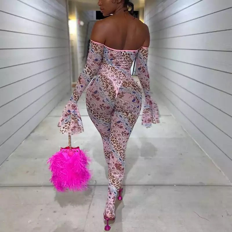 Off Shoulder Flare Jumpsuit