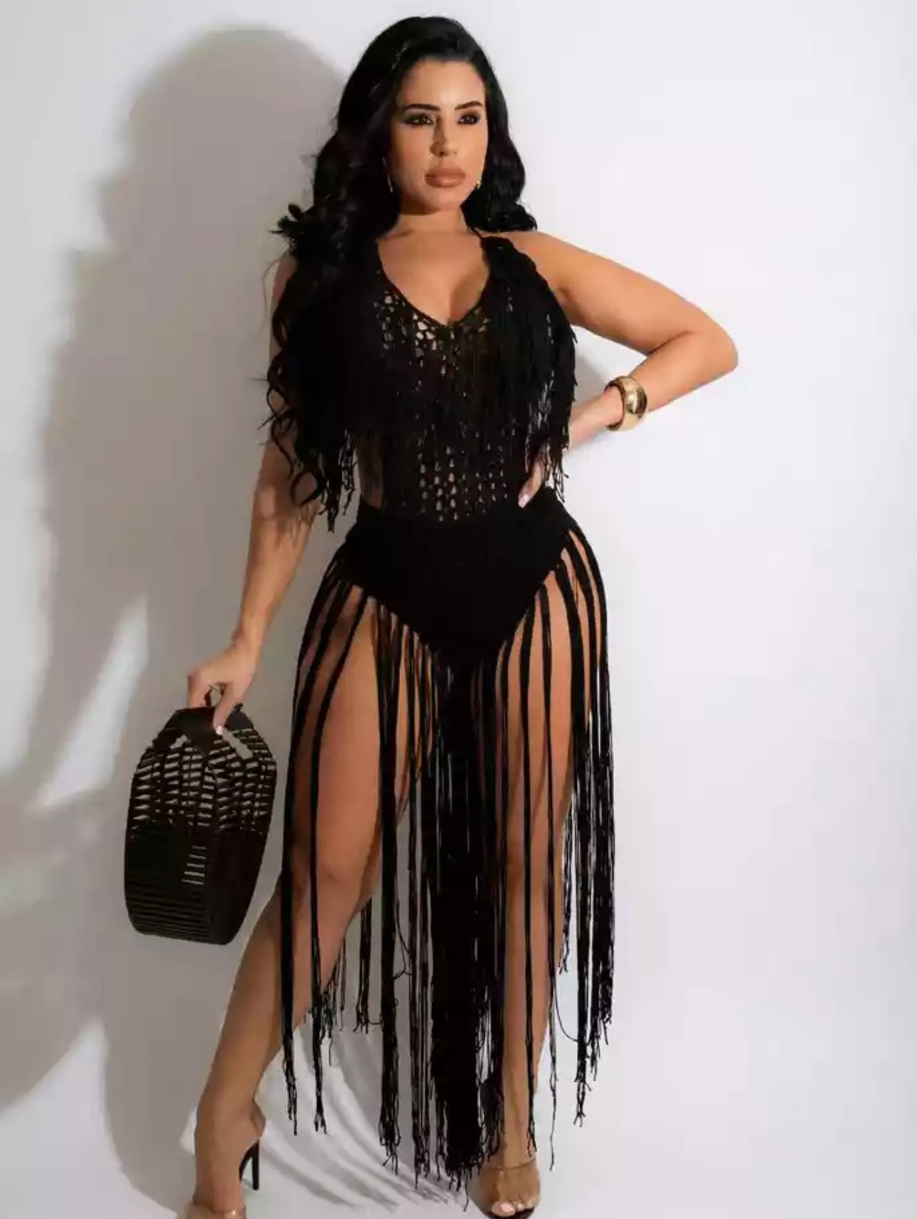 One Piece Long Tassel Beachwear