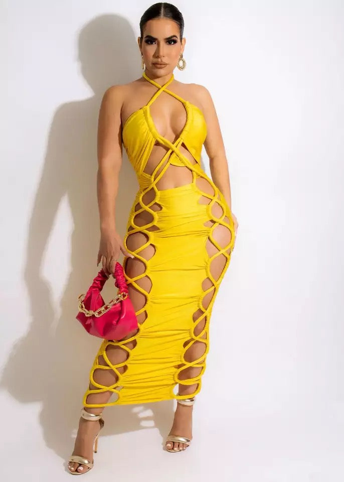 Long Lace Up Dress