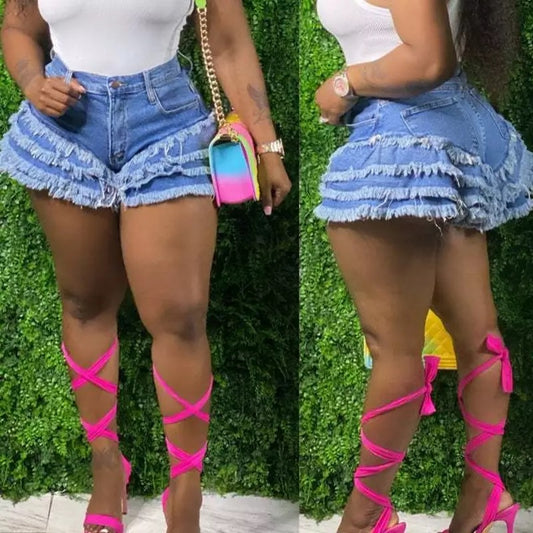 Plus Size Ruffle Flare Shorts