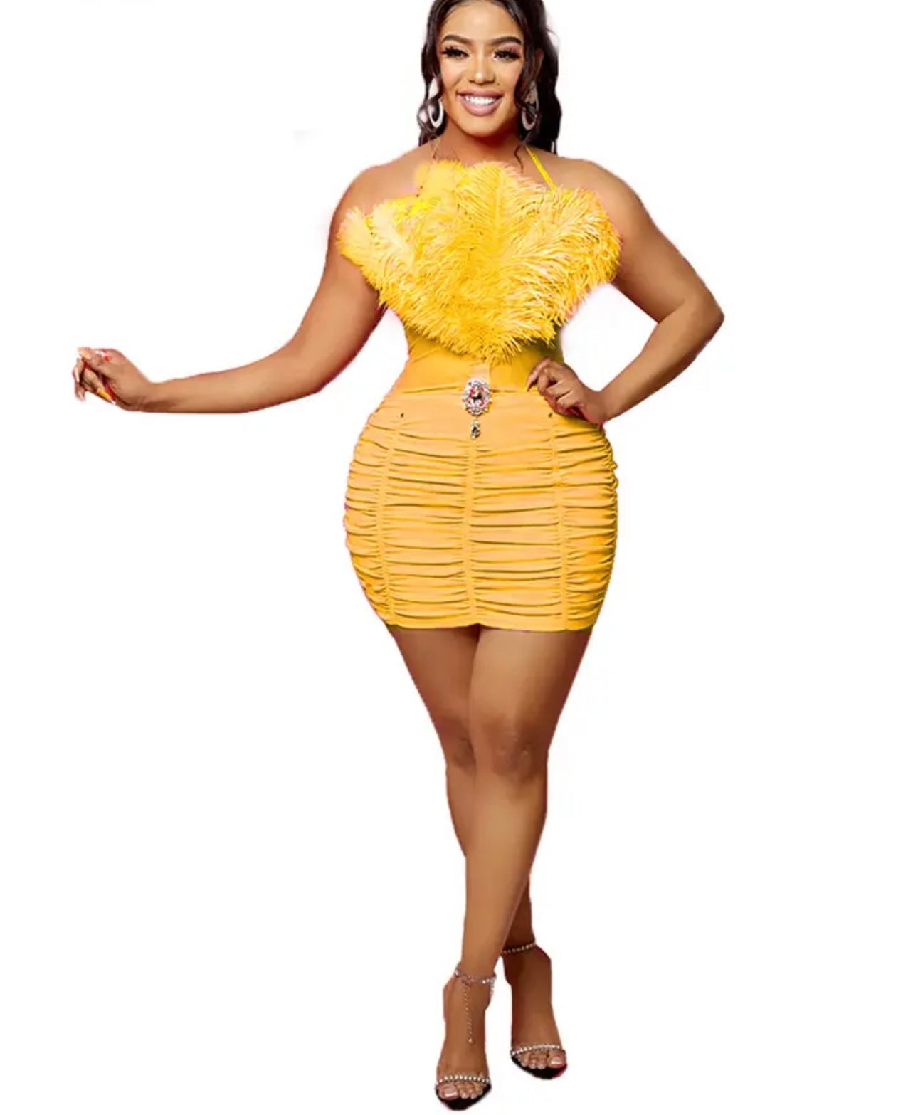 Fitted Feather Dress