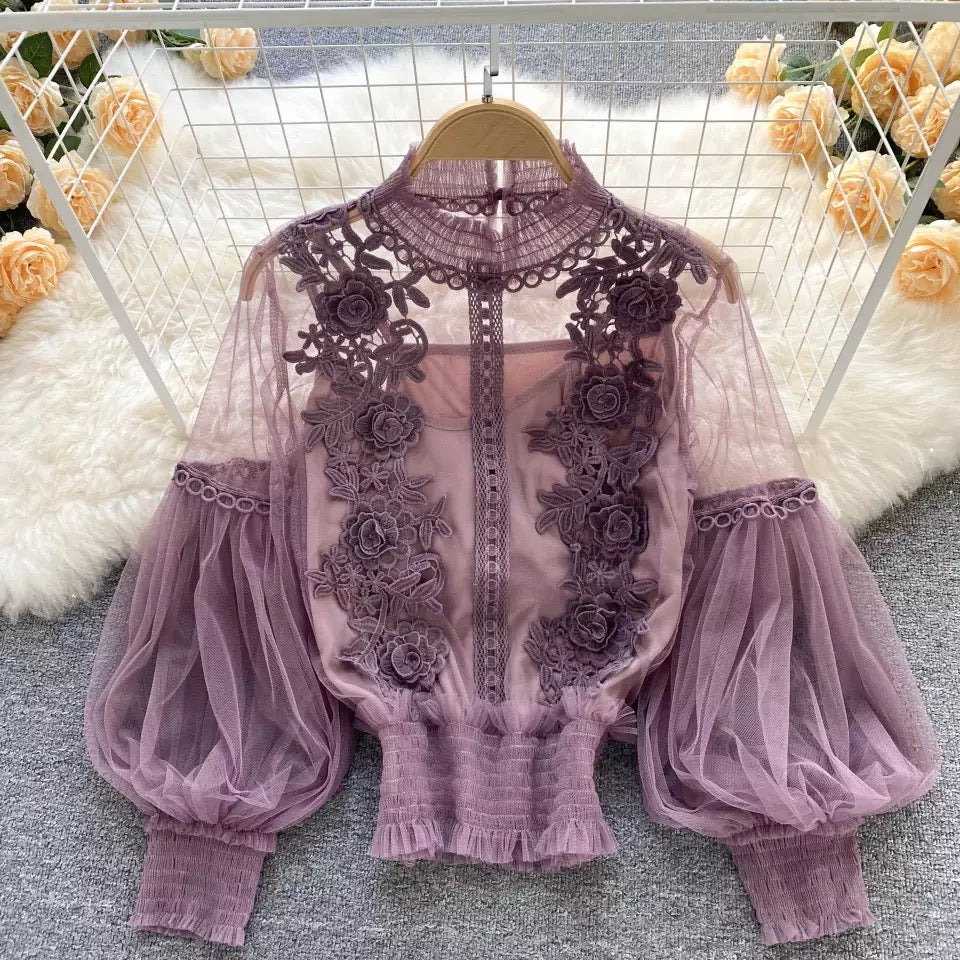 Flower Sheer Blouse