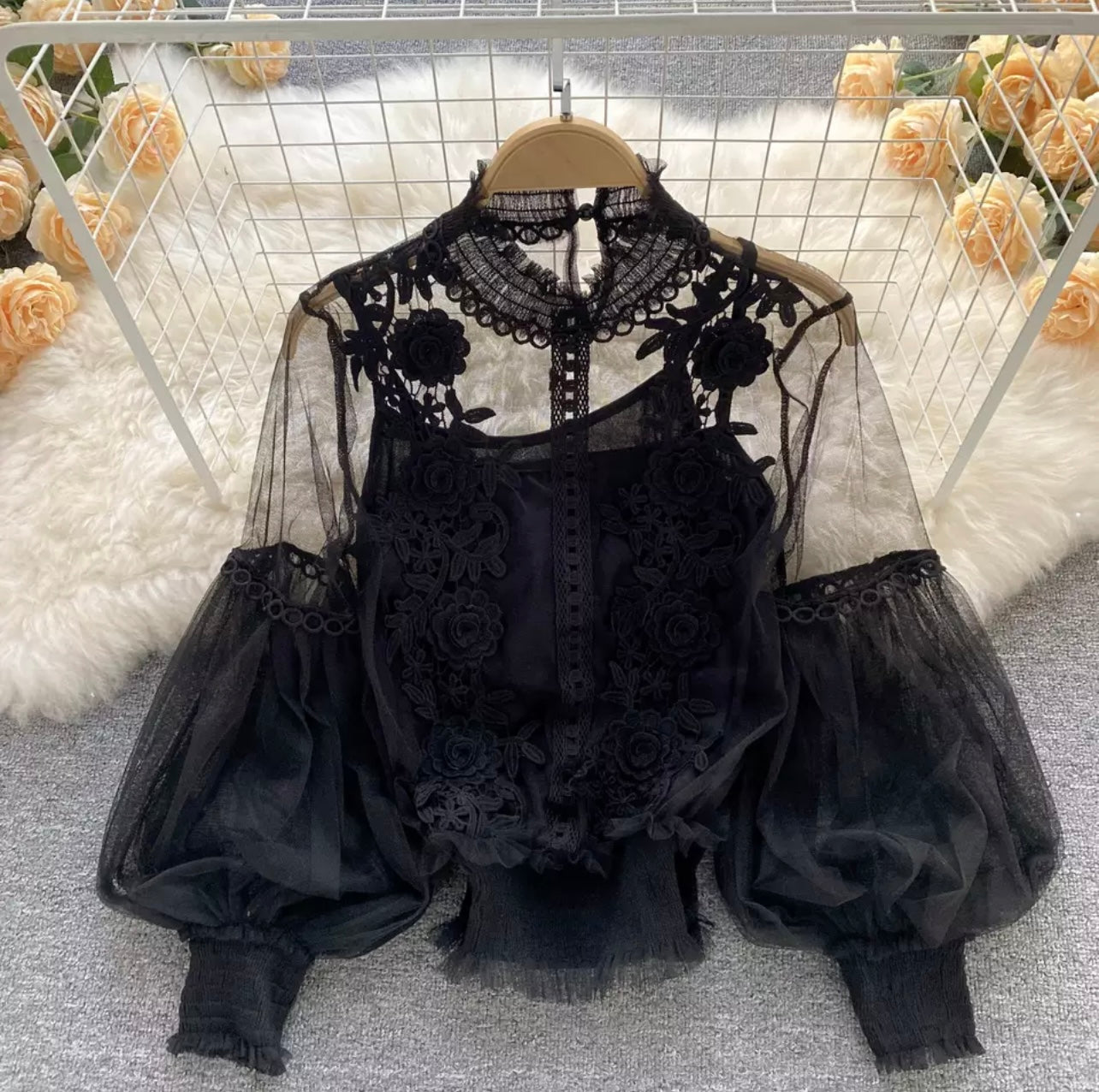 Flower Sheer Blouse