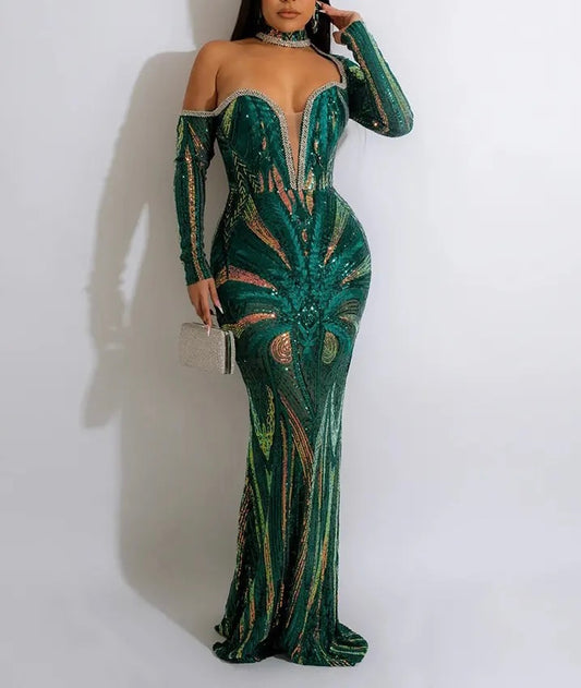 Long Elegant Sequin Dress