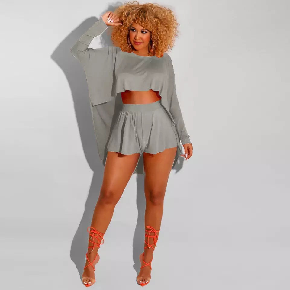 Casual Sexy Crop Short Set