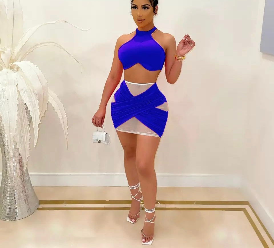 Cross Over Skirt Set