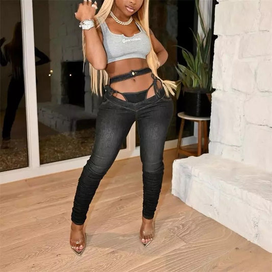 Drop Low Cut Out Pants