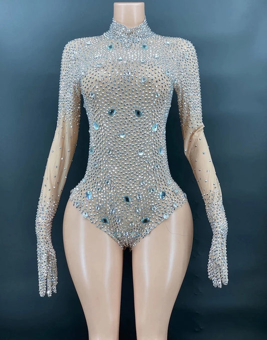 Rhinestone Long Sleeve Bodysuit
