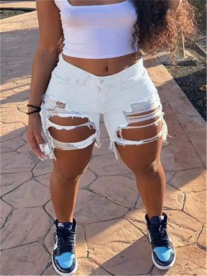 Plus Size Ripped Out Shorts