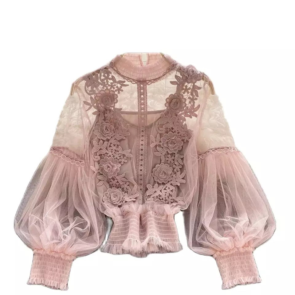Flower Sheer Blouse