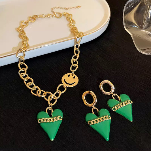 Green Heart Necklace Set
