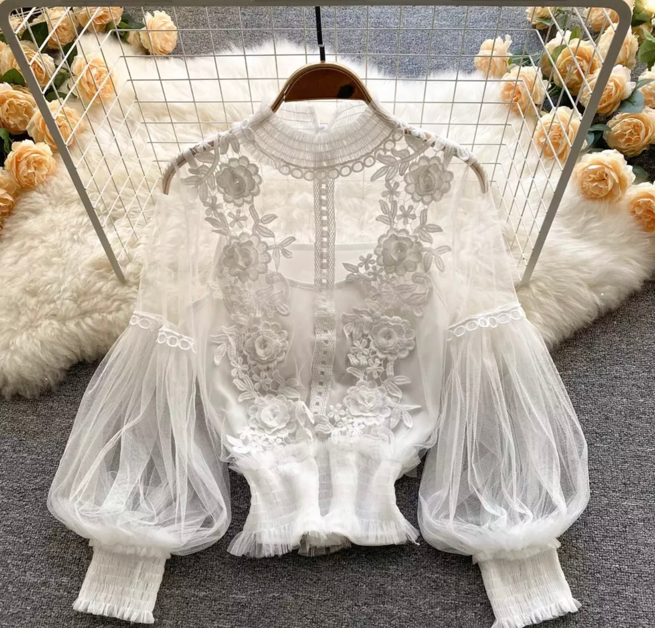 Flower Sheer Blouse