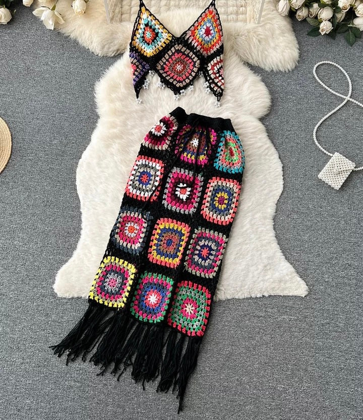 Long Knitted Skirt Set