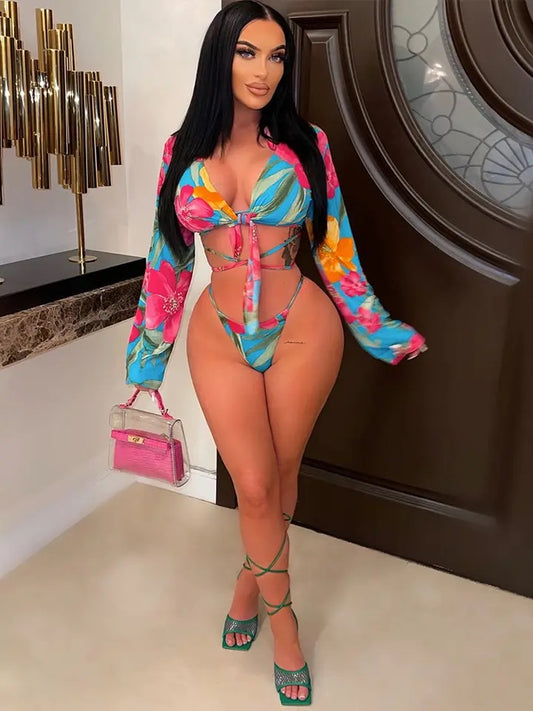 Floral Cross Over swimsuit