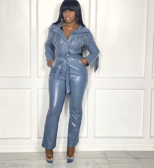 Plus Size Tassel Sleeve Jumpsuit