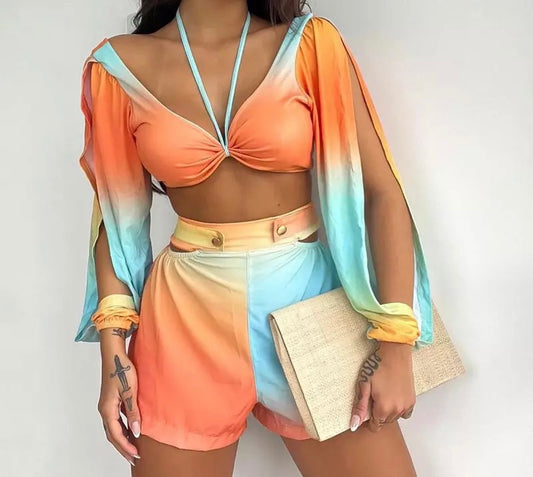 Off Shoulder Cut Out Short Set