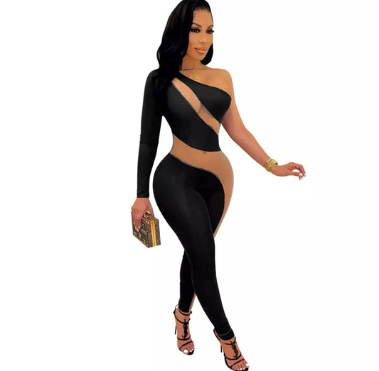 Sheer Cross Over Jumpsuit