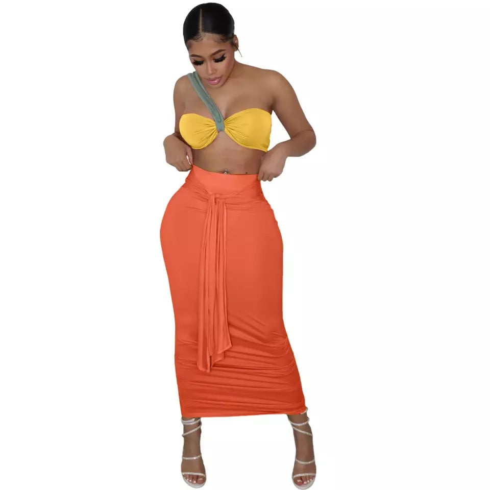 Long Strap Skirt Set