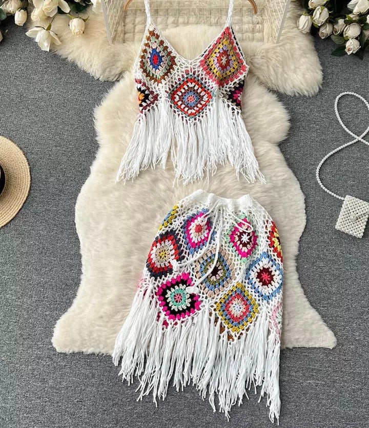 Short Knitted Skirt Set